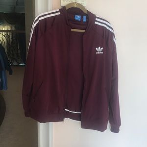 Maroon Adidas track jacket